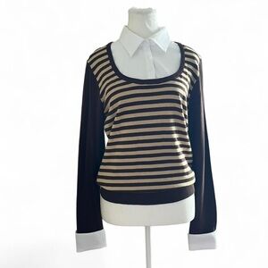 Jessica Striped Scoop Neck Sweater - Black & Tan